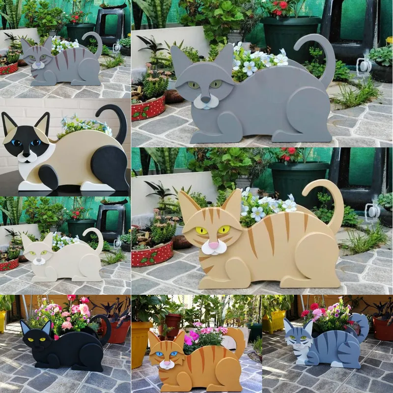 Animal Chat Chien Fleur Planteur Siamois Husky Animal Lapin Ours Planteur Jardin Pot De Fleur Jardin Animal Statue Sculpture Décor 220715