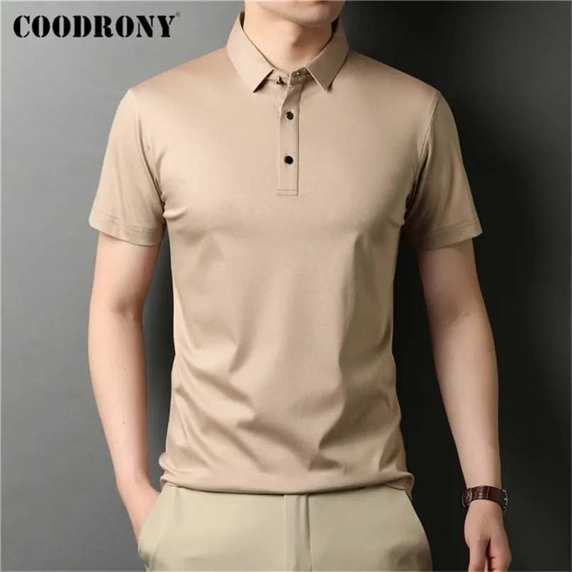COODRONY Estate classica di alta qualità Colore puro Casual manica corta 100% cotone PoloShirt Uomo Soft Cool Abbigliamento C5203S D220615