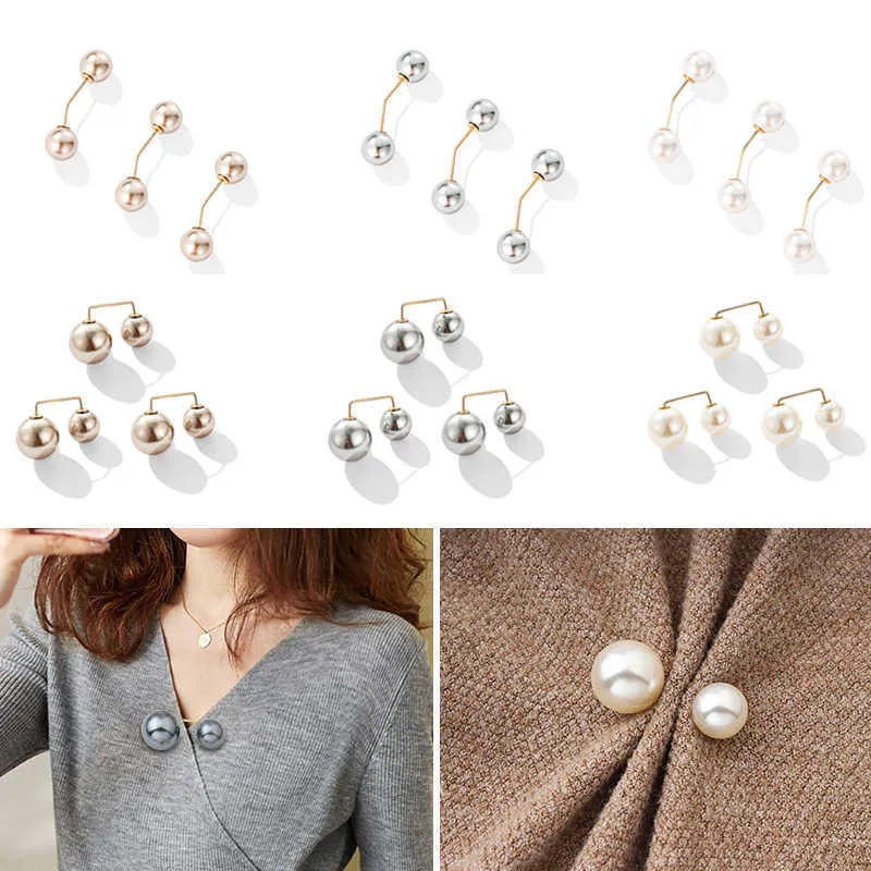 3Pcs/Set Elegant Pearl Brooch for Women Metal Lapel Pin Clothing Brooches Sweater Shirt Cardigan Fasteners Safety Pin Dress Deco