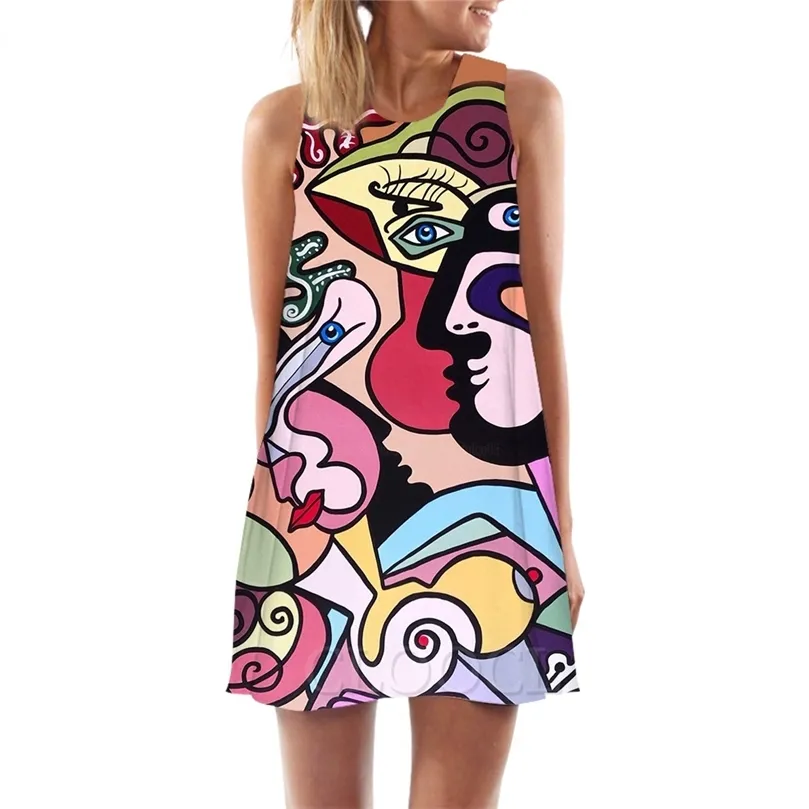 Polynesia Abstract Art Women Tank Tops 3D Printed Loose Dress Sexy Short Female Vest Fashion Sleeveless Dress W220616