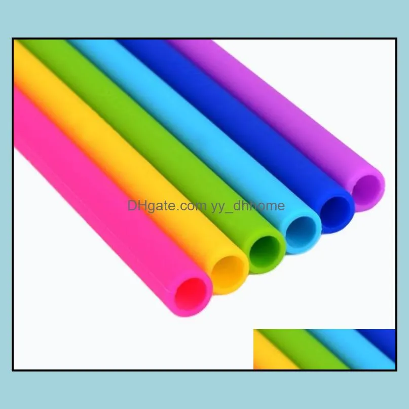 colorful silicone straws for cups food grade 25cm silicone straight bent straws for bar home drinking straws sn116