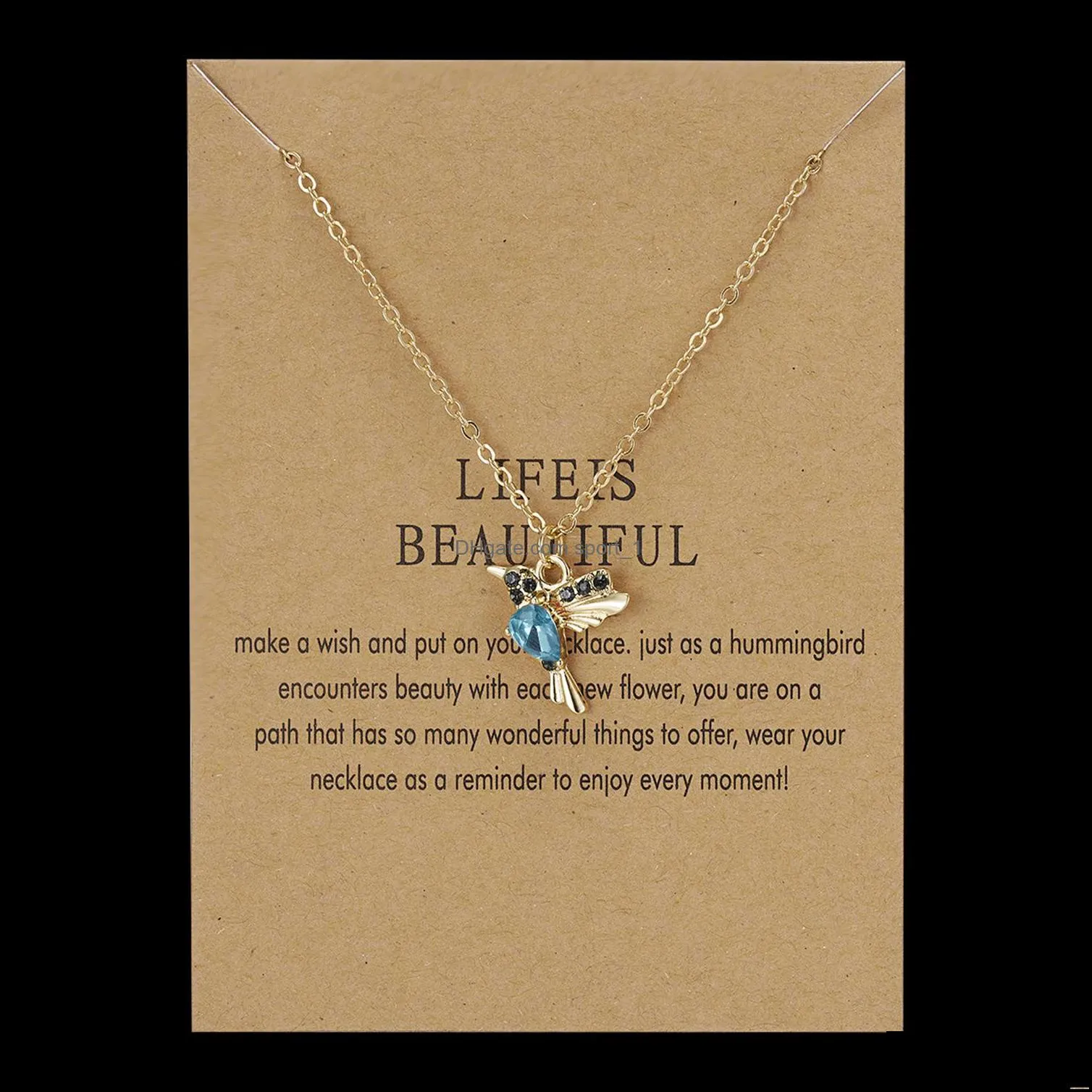fashion creative crystal animal hummingbird necklace fashion gold clavicle chain swallow bird crystal zircon pendant necklace jewelry