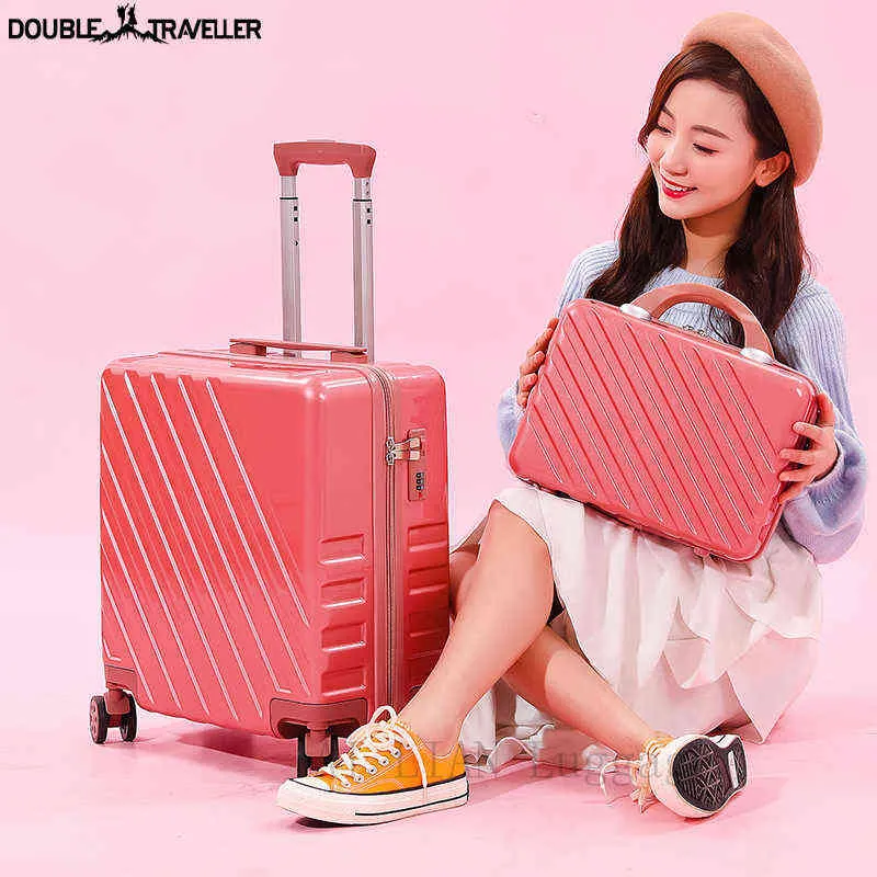 PCSSET Travel Suitcase '' INCH ROLLING LUGGAGE CARLY CANCAIBNE CANCING TROLLEY CASE WOMEN SET AS COSMETIC BAG FASHION J220708 J220708