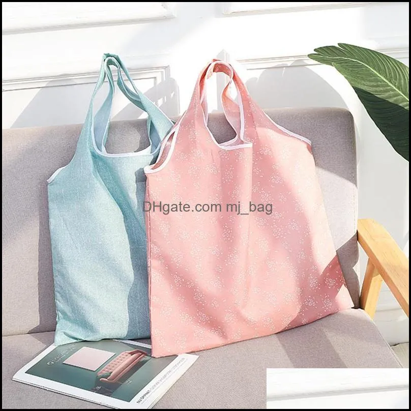 foldable reusable shopping bags printed portable shoulder women`s handbags folding pouch shoppingbag wll496