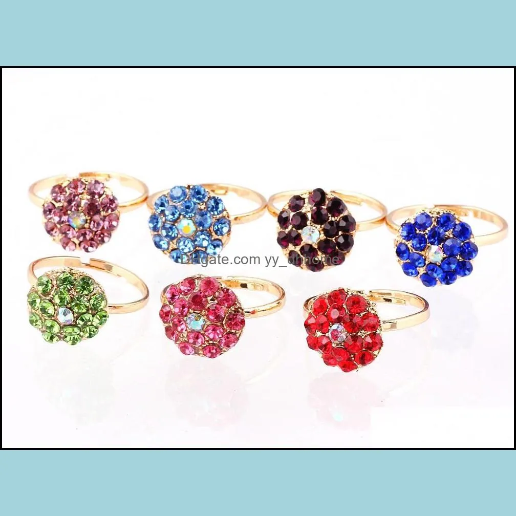 wholesale lots 50ps flower crystal cz rhinestone gold p ring band sexy women wedding engagement gift fashion jewelry 16-19mm