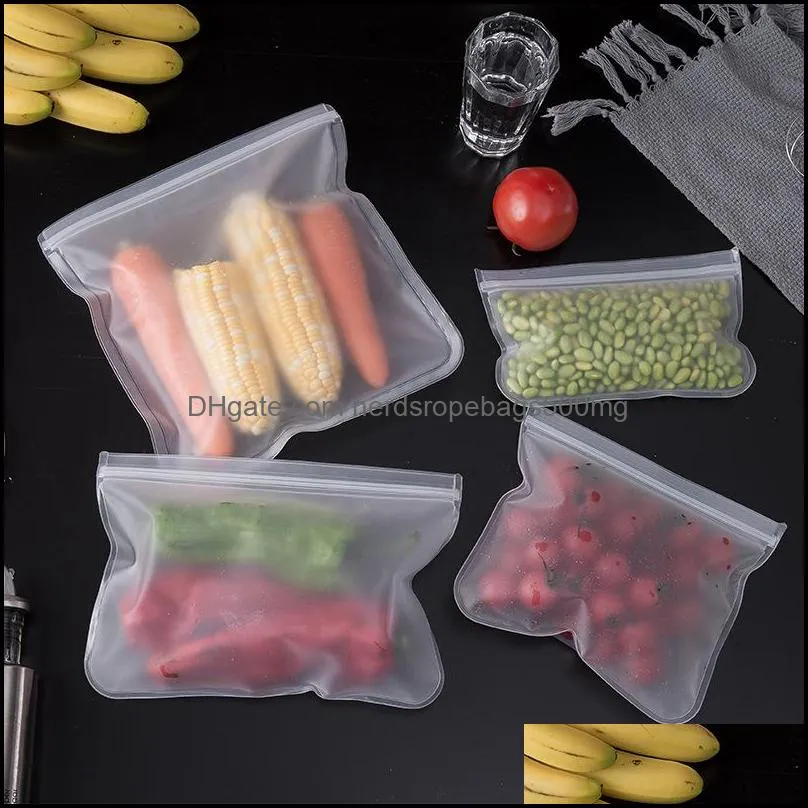 EVA Food  Bag Refrigerator Cleaning Organizer Sealed Rectangle Transparent Storage Containers Kitchen Reusable Fruit Vegetable 3bc