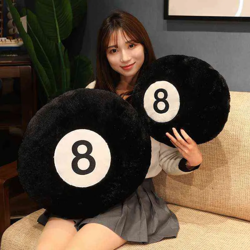 CM Simulation Billiards Ball Plush Pillow Stuffed Soft Toy Eight Pool Players Home Decor Indoor Sport Creative Gift J220704