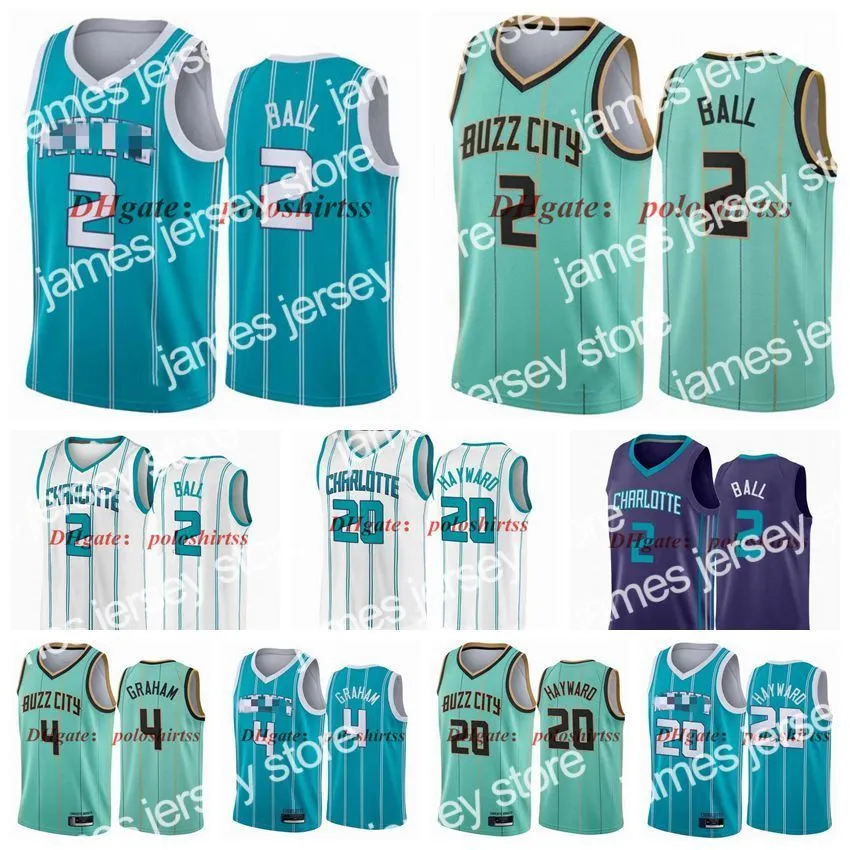 New Charlotte 's Hornets의 20 Gordon Hayward Basketball Jerseys 4 Devonte 2 Lamelo Ball Jersey Green White NCAA 2021 Mens Youth Kid Edition City