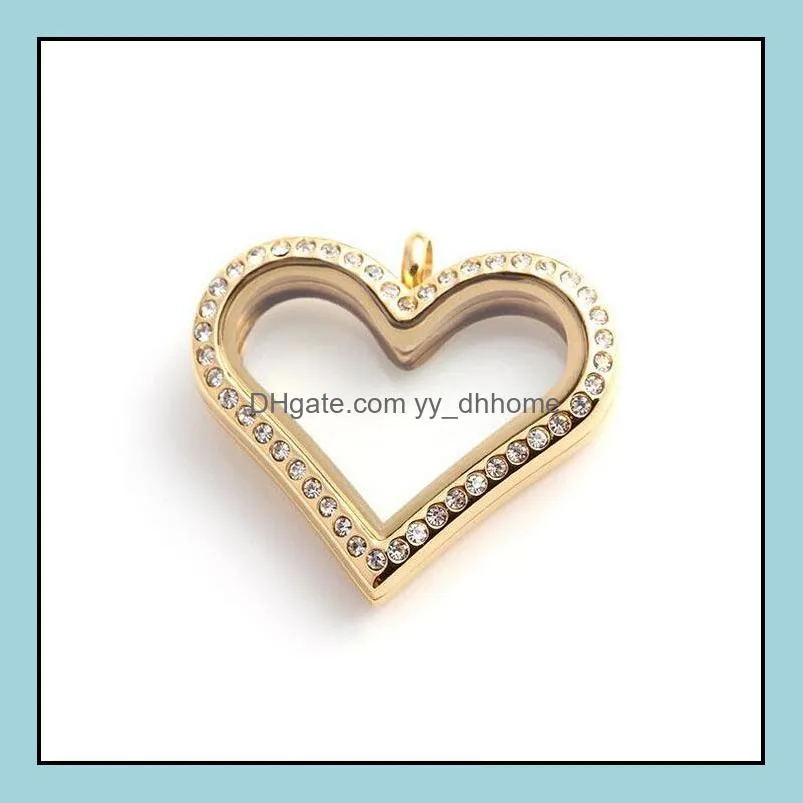 top grade 30mm 316 stainless steel heart floating locket glass frame memory floatings charms lockets pendants jewelry wholesale