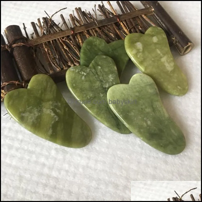 Massage Stones Gua Sha Set Natural stone Green Jade GuaSha Board Massager for Scraping Therapy Jades Roller