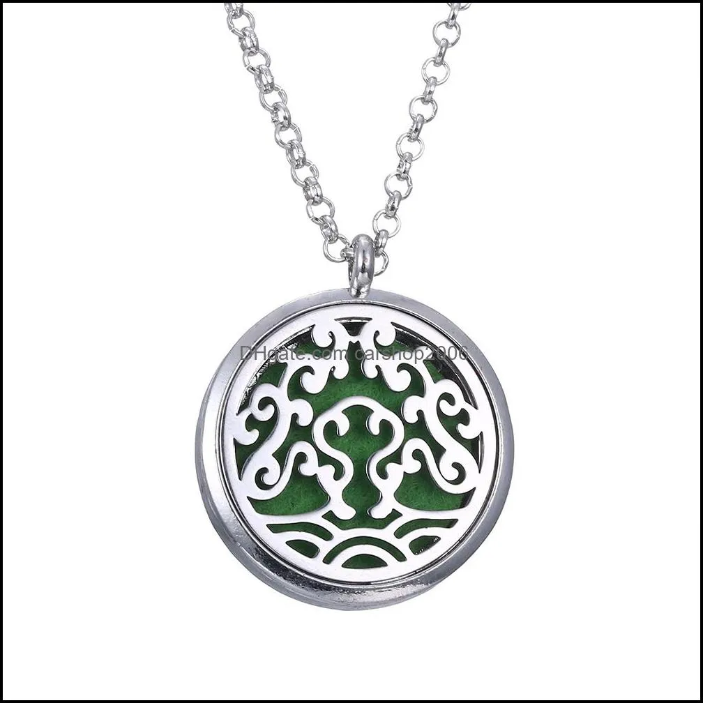 Aromatherapy Locket Essential Oil Diffuser Locket Necklace Perfume Pendant Vintage Heart Mom Tree Of life cat Necklace for Women