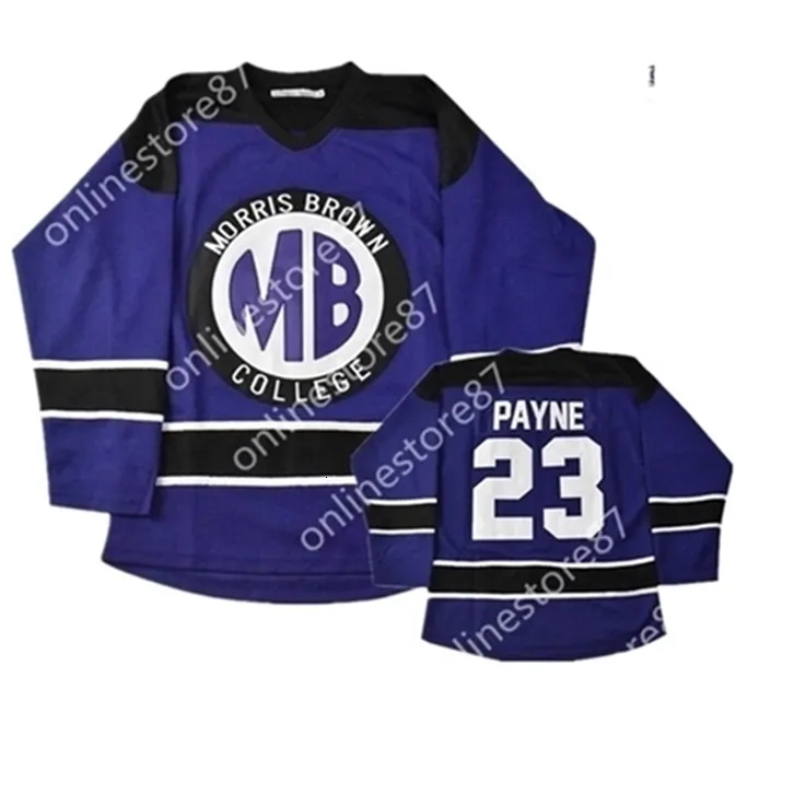 Chen37 C26 Nik1 40Movie Jerseys Morris Brown Academy Martin Payne Hockey Jersey Anpassa alla namn och nummer Personlighet Broderi Hockey Jersey