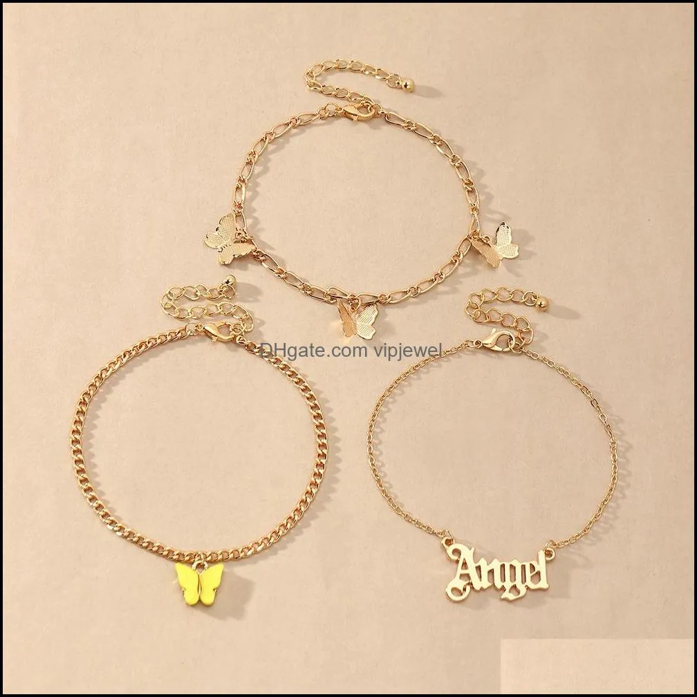 fashion multilayer cute butterfly anklets for women bohemian simple anklet gold color