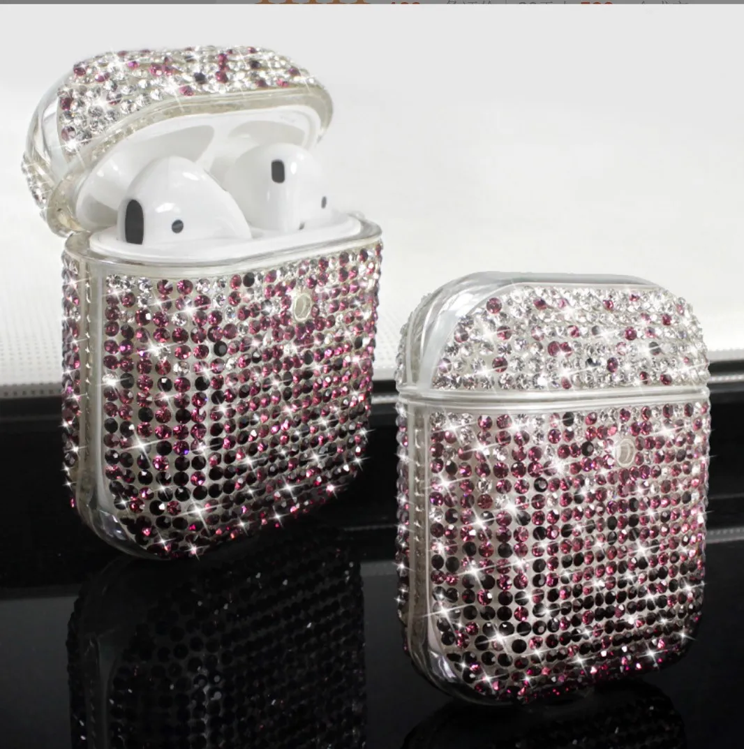 3D Mignon Bling Diamants Sans Fil Bluetooth Écouteur Casque Accessoires Airpods Écouteurs Étui Rigide pour Apple Airpods 2 1 Sac De Charge De Protection