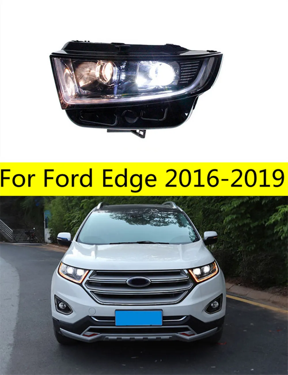 Car Parts LED Headlights Assembly For Ford Edge LED Headlight 16-19 DRL Turn Signal High Beam Lens Headlamp