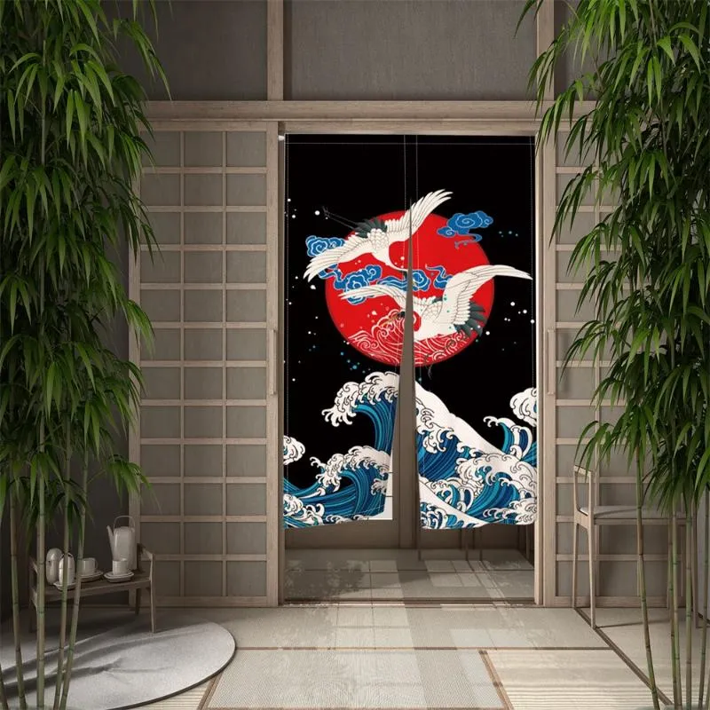 Rideaux rideaux de porte japonaise chaton partition imprimée cuisine porte coincer fleurs en lin décoratif café décorcurtain