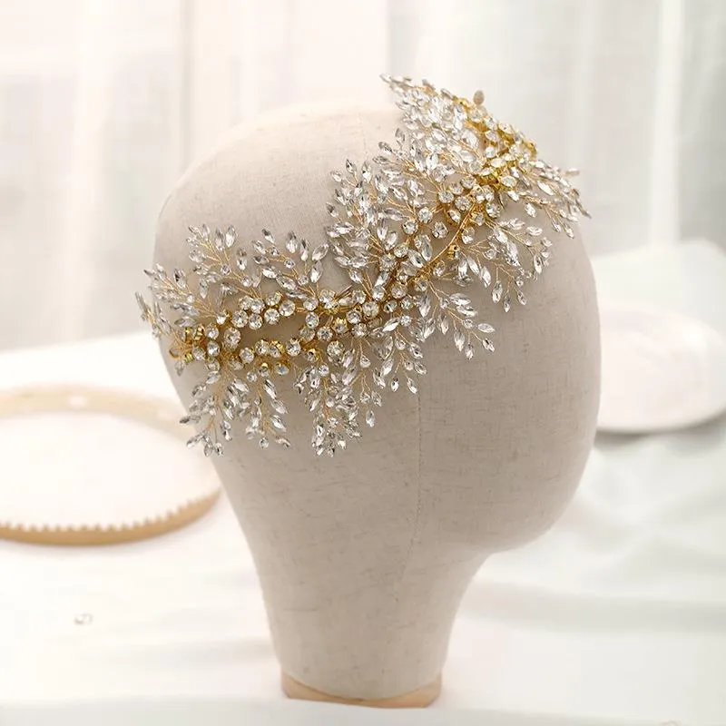 Bridal Headband Jewelry Gold Crystal Rhinestones Tiara Wedding Accessories Handmade Women Hair Ornaments Headpieces Drop Delivery 2021