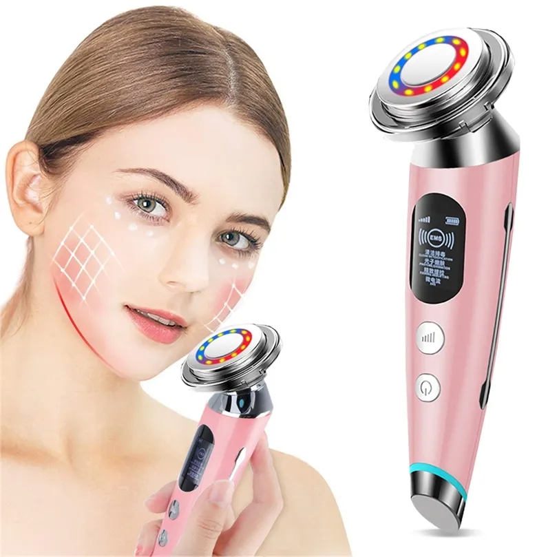 Rf Lifting Massage R Fréquence Peau Serrage Microcourants Visage Machine EMS Lift Rouge Linght Beauté 220426