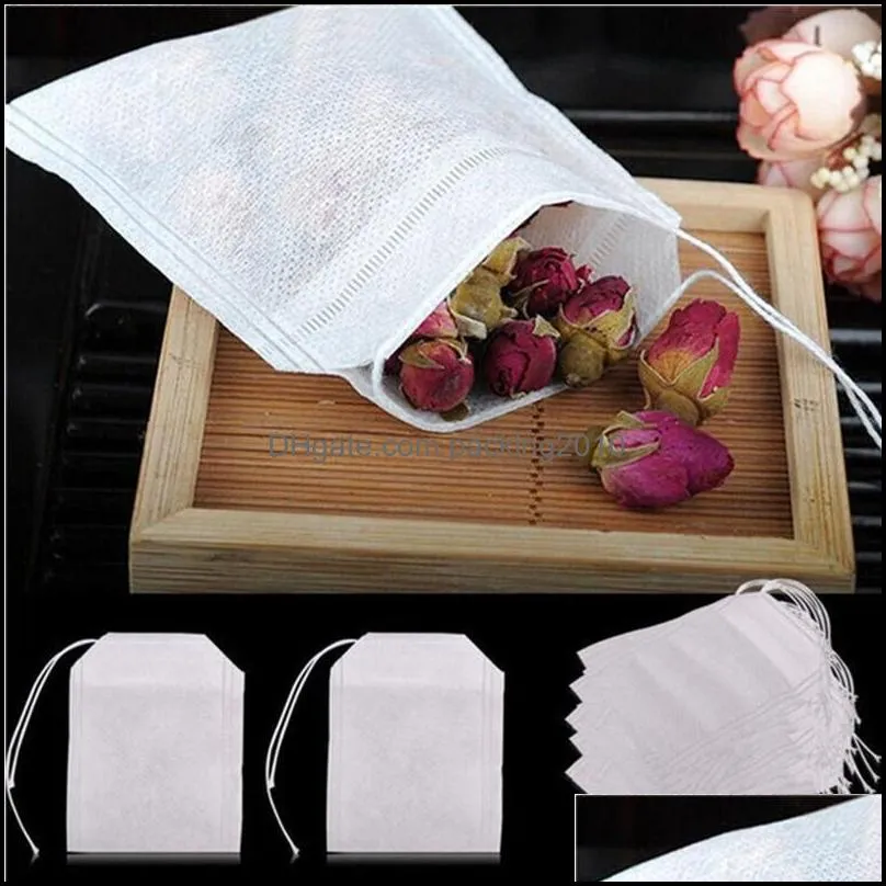 100Pcs/pack Teabags 5.5 x 7CM Empty Scented Tea Bags With String Heal Seal Filter Paper for Herb Loose Tea EEA2189