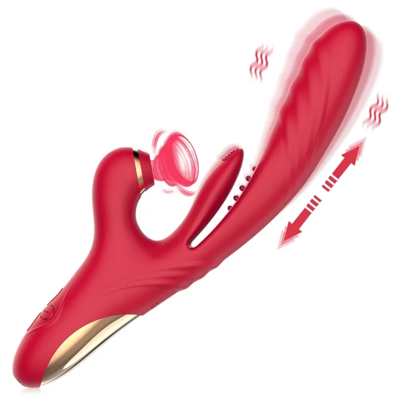 Massorger Sex Toy 3 in1 7 Vibration Sucking Clitoral Licking S X Empujando consolador Conejo Vibrador Vibrador JZR9