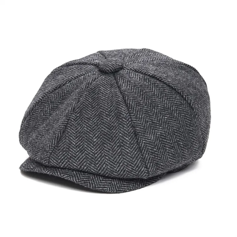 Jangoul Woolen Tweed Kid Sboy Cap Chłopca Dziewczyna Herringbone Child Flat Mały rozmiar niemowlęcia maluch młodzież beret hat boina 001 201216