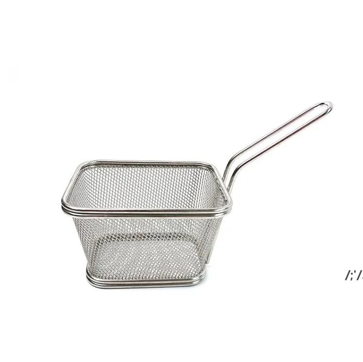 Cuisson Outils De Pâtisserie Mini Friteuse En Acier Inoxydable Servant Panier De Présentation Des Aliments Cuisine Frites Frites Chips Friture Paniers JLA13386