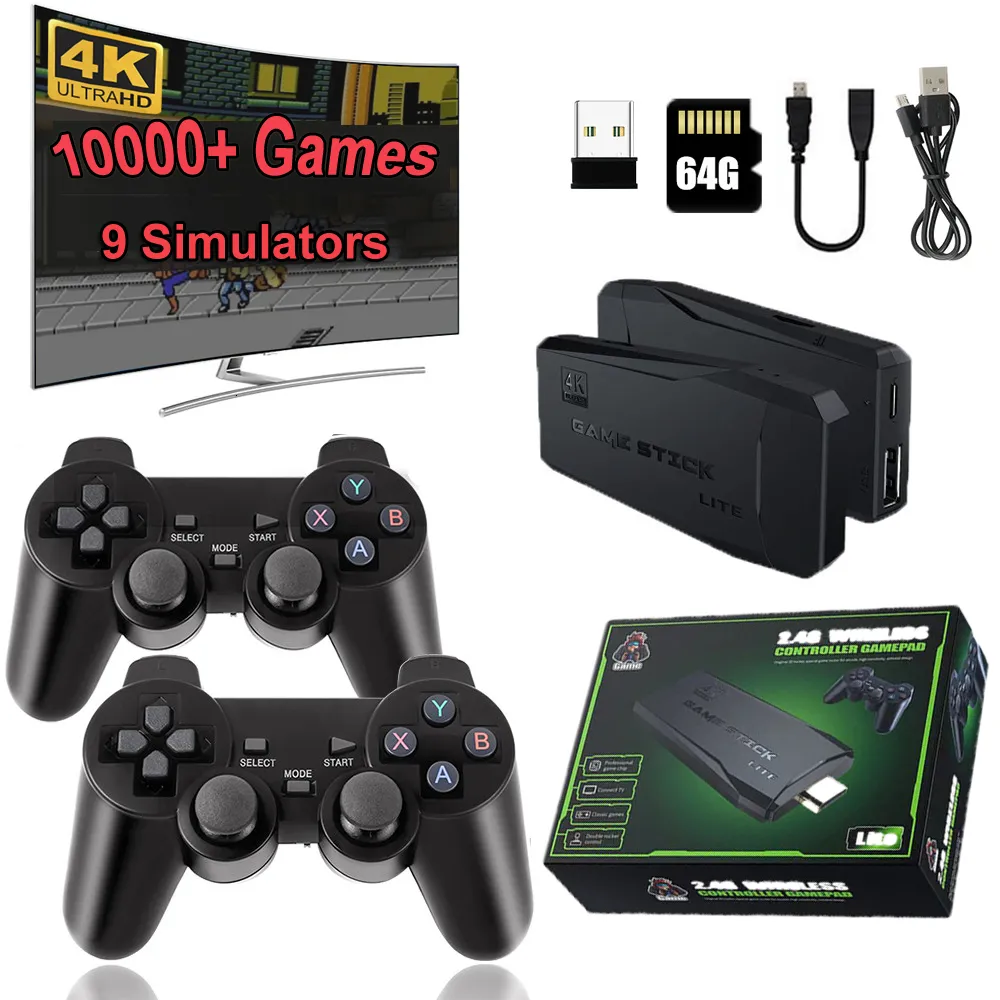 Kontrolery gier joysticks konsola wideo 64G wbudowana 10000 s dla PS1FCGBA bezprzewodowy kontroler telewizji Stick Retro Mini Handheld Player 230206