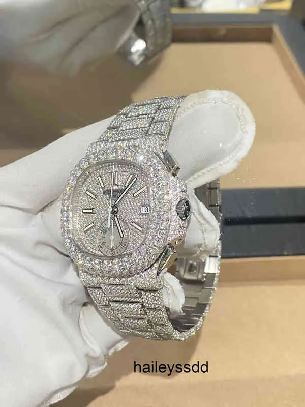Мужские часы CASHJIN Icedout в стиле хип-хоп на заказ Iced Out VVS Diamond Moissnite, часы со скелетом A72EE33B
