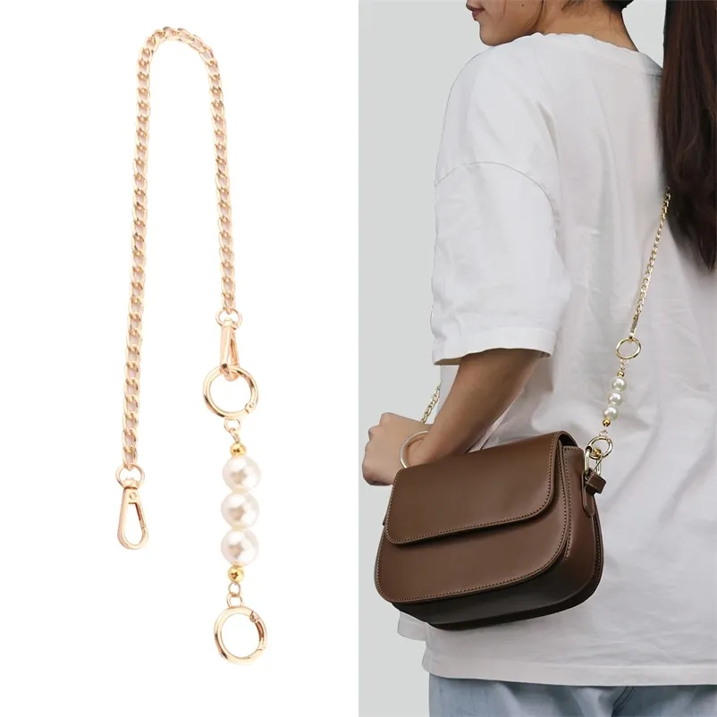 Frauen Handtasche Messenger Bag Metall Crossbody Kette Griff Accessoires All-Match Die removableadjustable Metal Pearl Chain 220513
