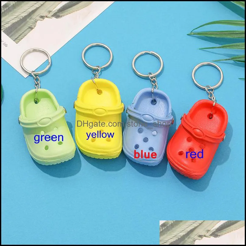 20pcs Mixed Colors 3D Mini 7.5cm EVA Beach Hole Little Croc Shoe Keychain Bag Accessories Keyring Car Handbag Key Chain Charms 220228