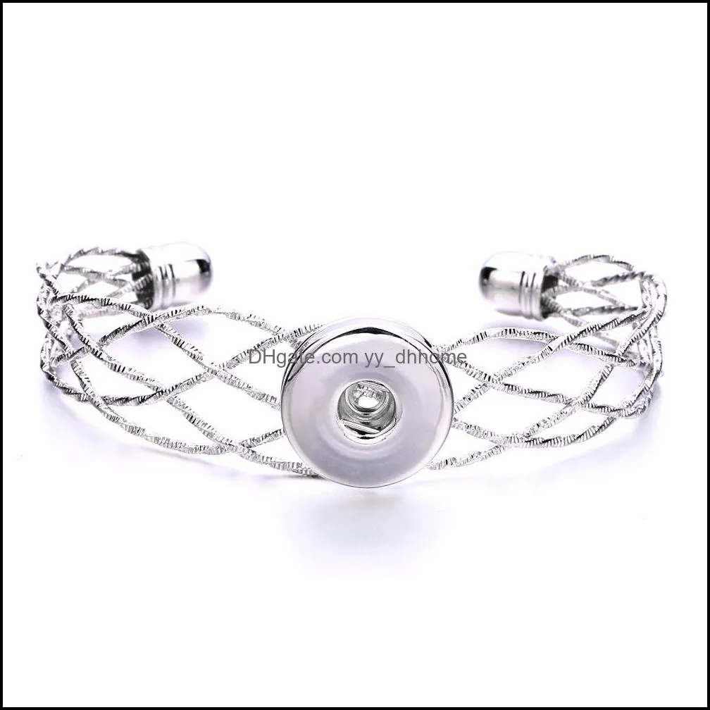 colorful silver color 18mm snap button charms cuff bracelet bangle for women supplier yydhhome