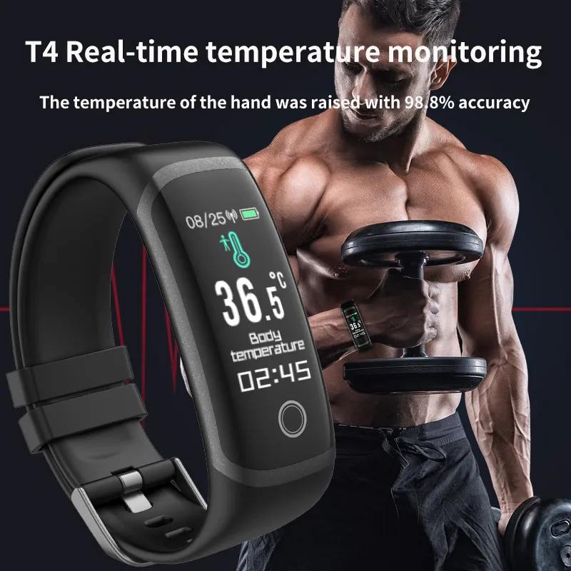 EFFEOKKI T4 Wearfit 2.0 Smartwatch Real Time Temperature Fitness Tracker  Blood Pressure Smart Bracelet Montre Connecte Femme 220401 From Jiao10,  $18.79