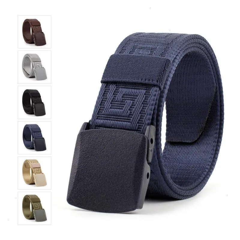 Cinturón de tela de hebilla de plástico Moda de lienzo casual para hombres y mujeres Jeans decorativas individuales Cinturas de 3.8 cm Ceinture