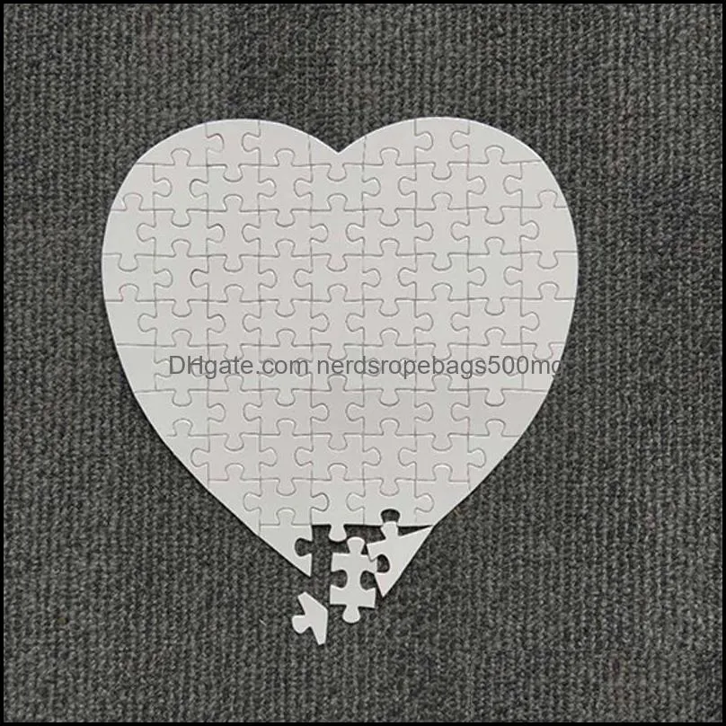 Blank Dye Sublimation Puzzle Heart Shaped DIY Heat Transfer Puzzles Customized Party Gifts Paper Jigsaw for Adult Child 365 S2