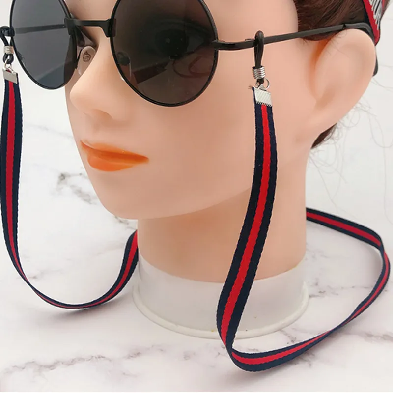 2 colori rosso verde nastro a strisce catena per occhiali da sole donna uomo striscia moda occhiali catene accessori per occhiali