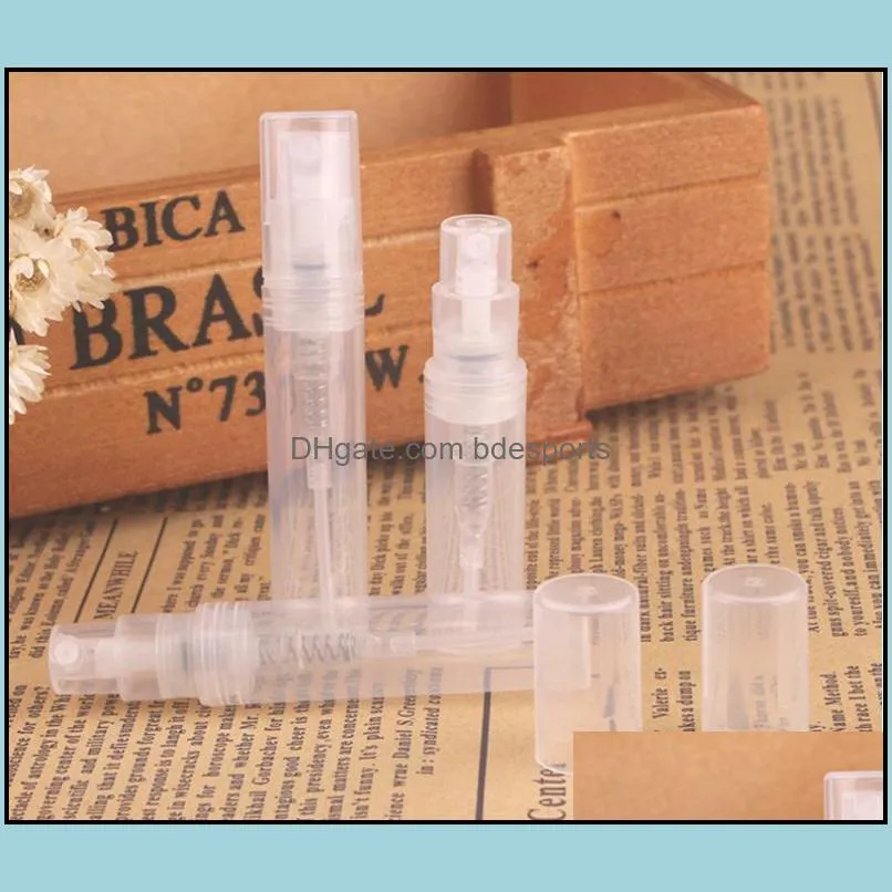 1000pcs Plastic Perfume Spray Empty Bottle 2ML 2G Refillable Sample Cosmetic Container Mini Small Round Atomizer For Lotion Skin Softer