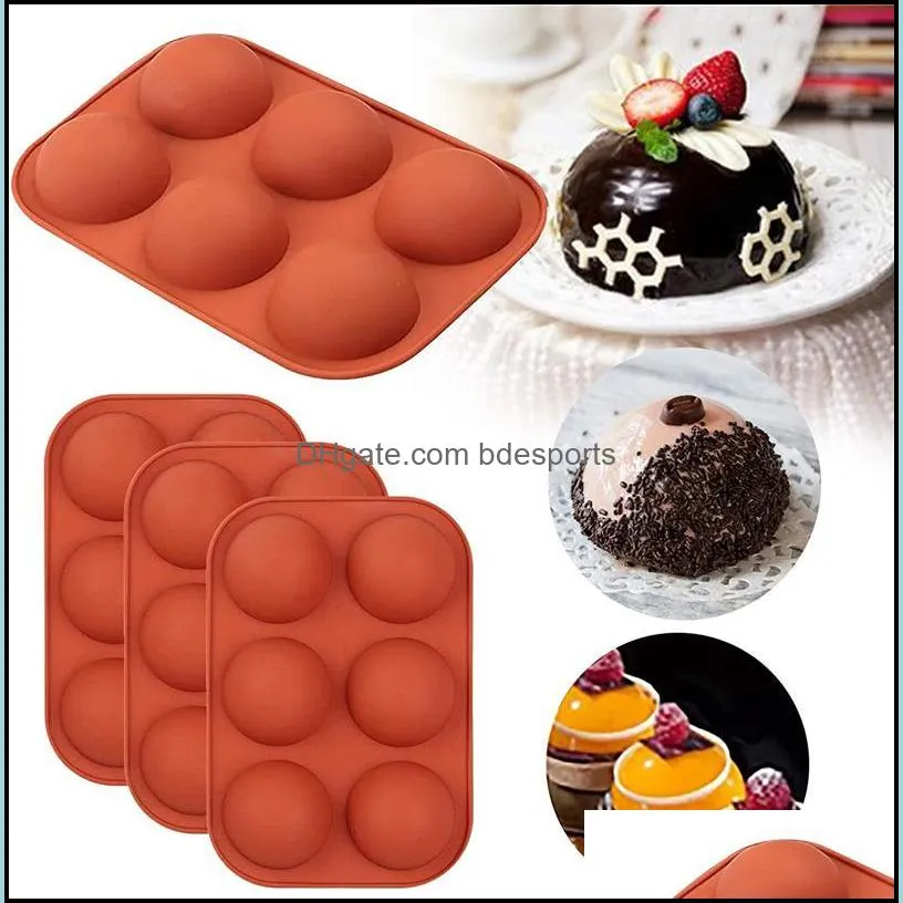 6 Holes Silicone Baking Mold for Baking 3D Bakeware Chocolate Half Ball Sphere Mold Cupcake Cake DIY Muffin Kitchen Tool GH1268