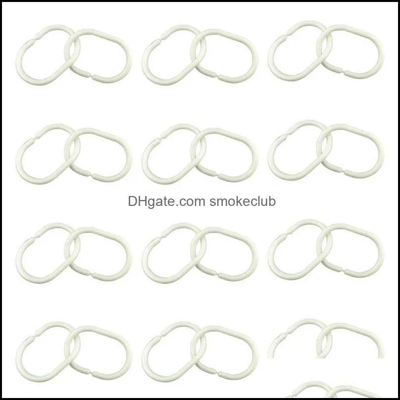 Other Home Decor 12Pcs Shower Curtain Hook C-type Hooks Bathroom Glide Ring Bath Drape Loop Clasp PVC Accessories