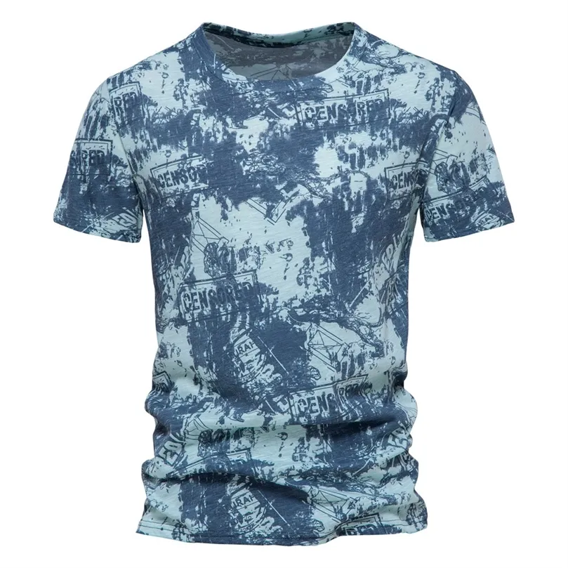 Aiopeson Oneck Cotton T -shirt för män Kort ärm Casual mode tryckt grafiska herrar T -skjortor Summer Mens Tops Tees Clothing 220704