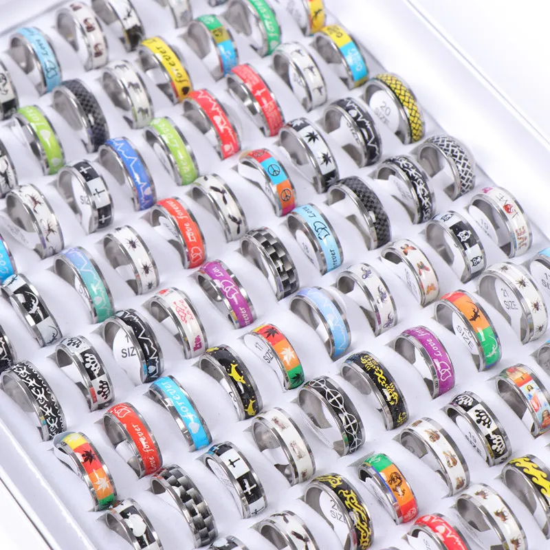 Mens Fashion Multicolor Sticker Band Rings Ring