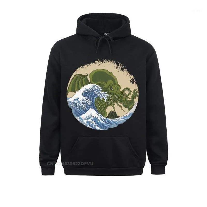 Mannen Truien Sweatshirts Heren Necronomicon Trui Hoodie Hokusai Cthulhu Grafische Leuke Mode Oversized Katoen Man Kawaii Kleding