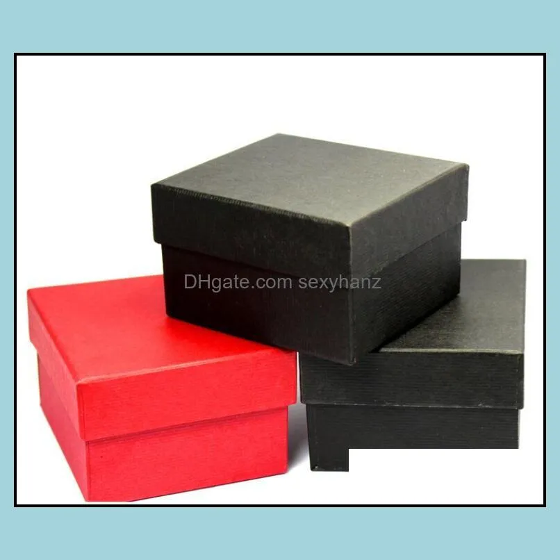 Fashion Watch boxes black red paper square watch case with pillow jewelry display box storage box free ship