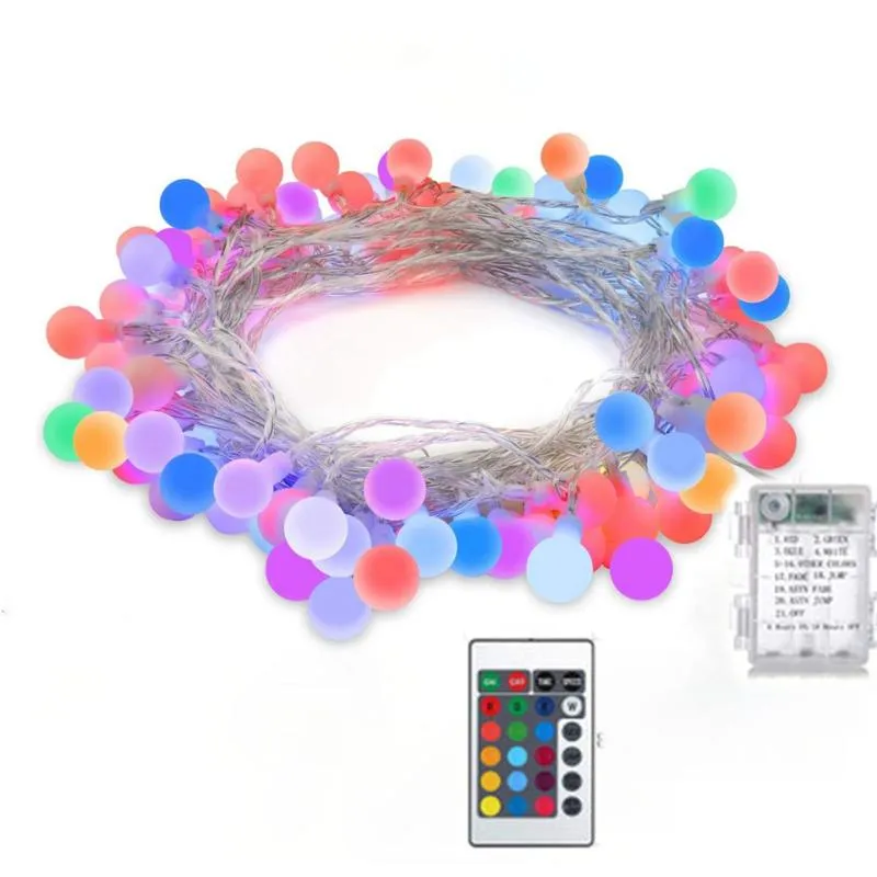 Strings Color Holiday Light Ball LED String Battery Remote Lamp Bulb Waterproof Outdoor Wedding Christmas StringLED