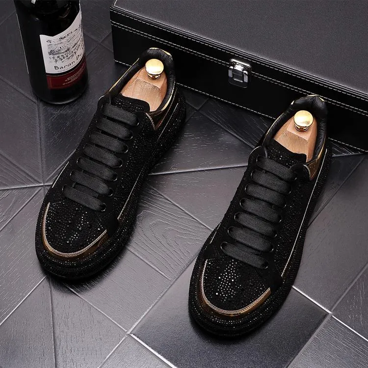 Modedesigner snörning Black Wedding Platform Party Men Shoes Spring Autumn Leather Red Flat Casual Sneakers Round Toe Luxury Outdoor Loafers