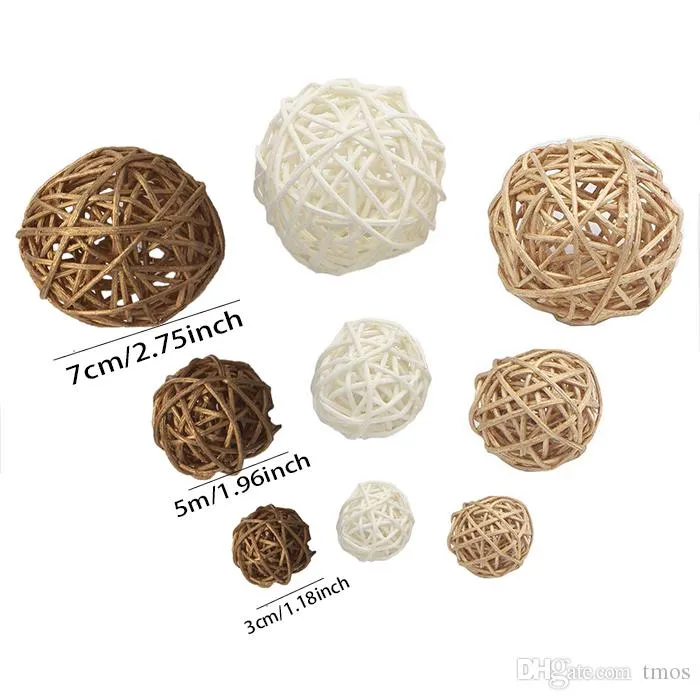 Handmade Rattan Wicker Ball Rustic Spheres Balls for Christmas Wedding Home Party DIY Decor Child Pet Toys Table Vase Filler