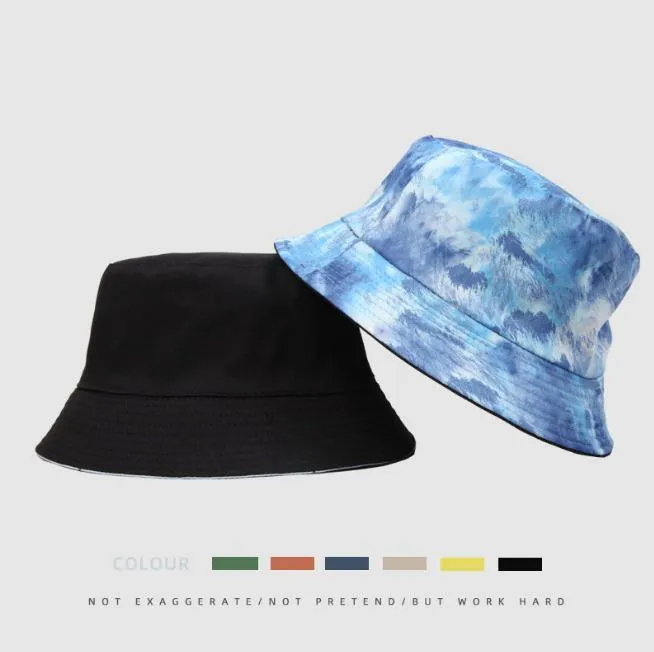 Summer Double-sided Wearable Colorful Fisherman Hats Cap Sunshade Beach Bucket Hat For Women Men DE239