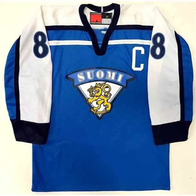 Ceuf Finland Suomi #4 Kimmo Timonen 8 Teemu Selanne 27 Teppo Numminen Hockey Jersey Mens Mens Tritched تخصيص أي رقم واسم