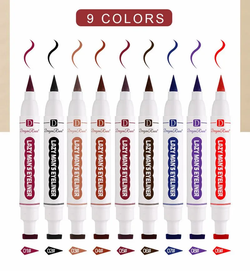 Dragon Ranee Colored Seal Carimbo Líquido Pen Pen Pen do Eyeliner Dupa Dupla Fast Dry Breat Brown Lápis Lápis