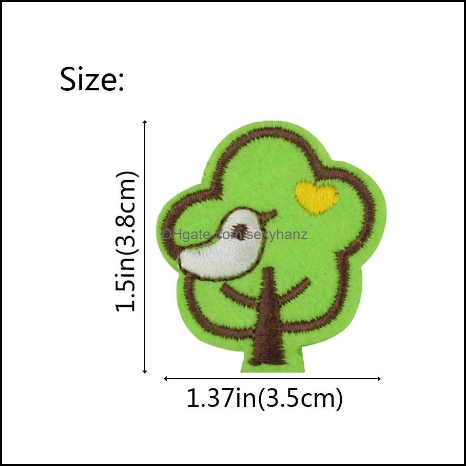 10 pcs bird in treees badges for clothing iron embroidered applique iron ones sewing accessories for clothes