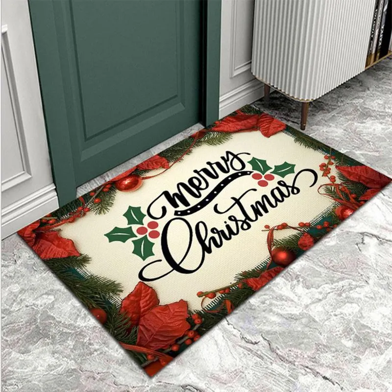 Tapis Joyeux Noël Tapis De Sol En Caoutchouc Antidérapant Paillasson Décoration De La Maison Intérieur Et Extérieur Tapis D'absorption D'eau Tapis D'entrée Tapis